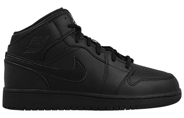 (GS) Air Jordan 1 Retro Mid 'Black' 554725-044