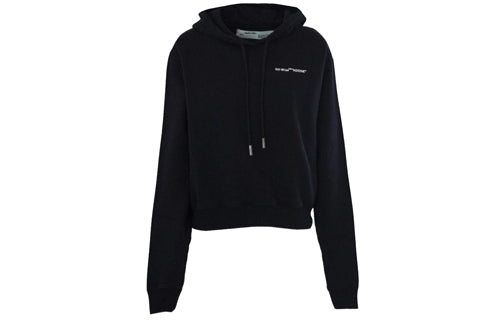 (WMNS) Off-White Logo Printed Hoody Black OWBB016E180030361001