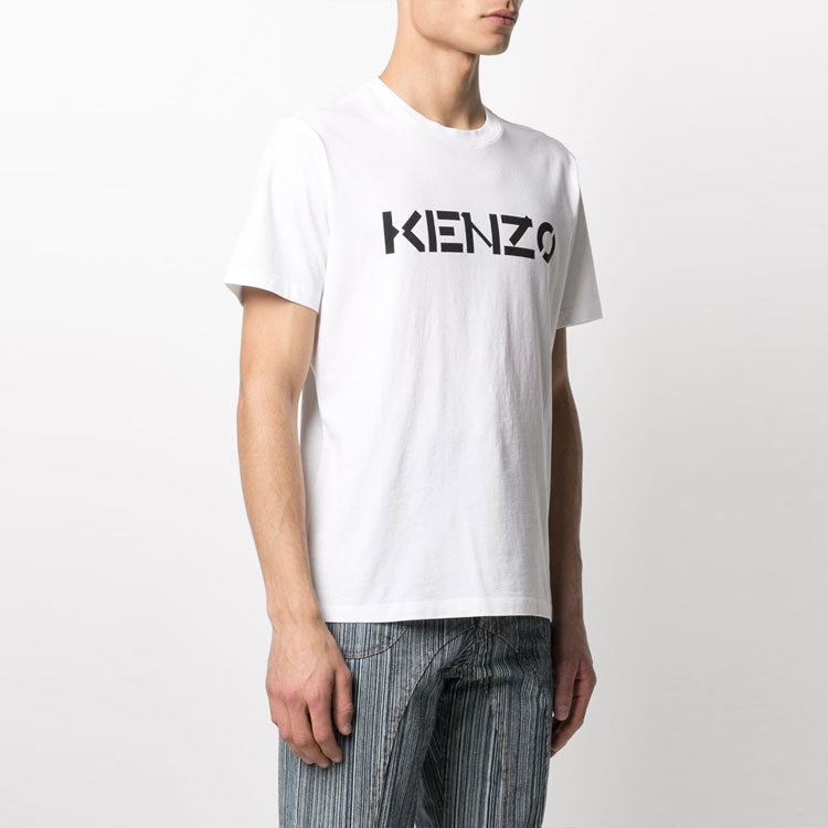 Men's KENZO SS21 Logo Pattern Round Neck Short Sleeve White FA65TS0004SJ-01