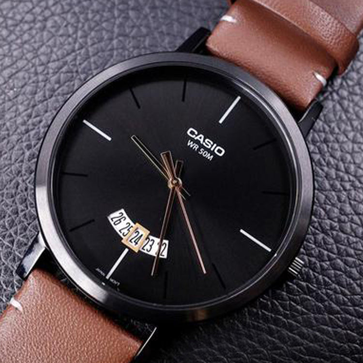 CASIO Quartz Waterproof Mens Black Analog MTP-B100BL-1EV