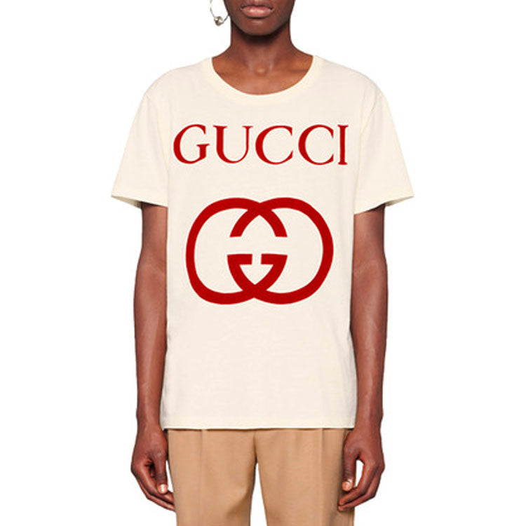 Gucci Interlocking G-Shaped Short-Sleeved For Men White 493117-X3Q35-7373