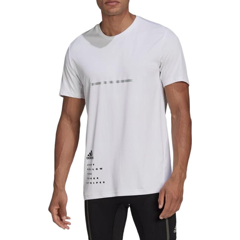 adidas Logo Printing Stripe Round Neck Short Sleeve White HB7423