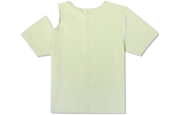 (WMNS) Converse Twisted Knits Slim Asymmetrical T-Shirt Asia Sizing 'Green' 10023192-A03