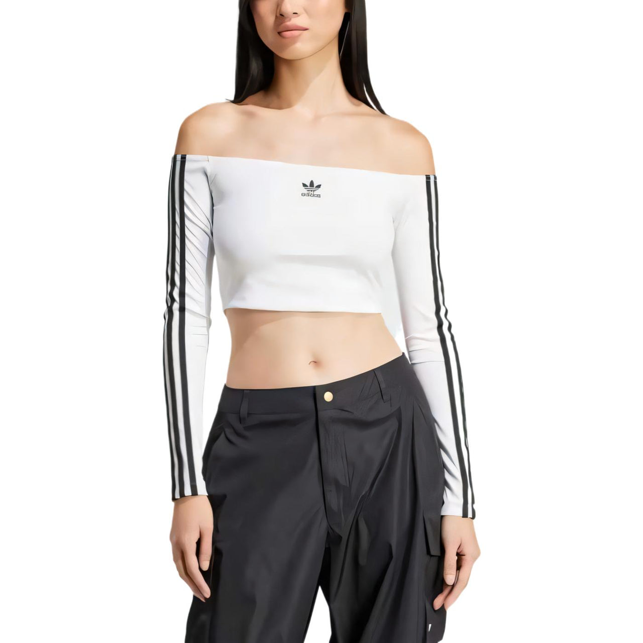 (WMNS) adidas Adicolor Off Shoulder Long Sleeve Long-Sleeve Top Asia Sizing 'White' JD0275