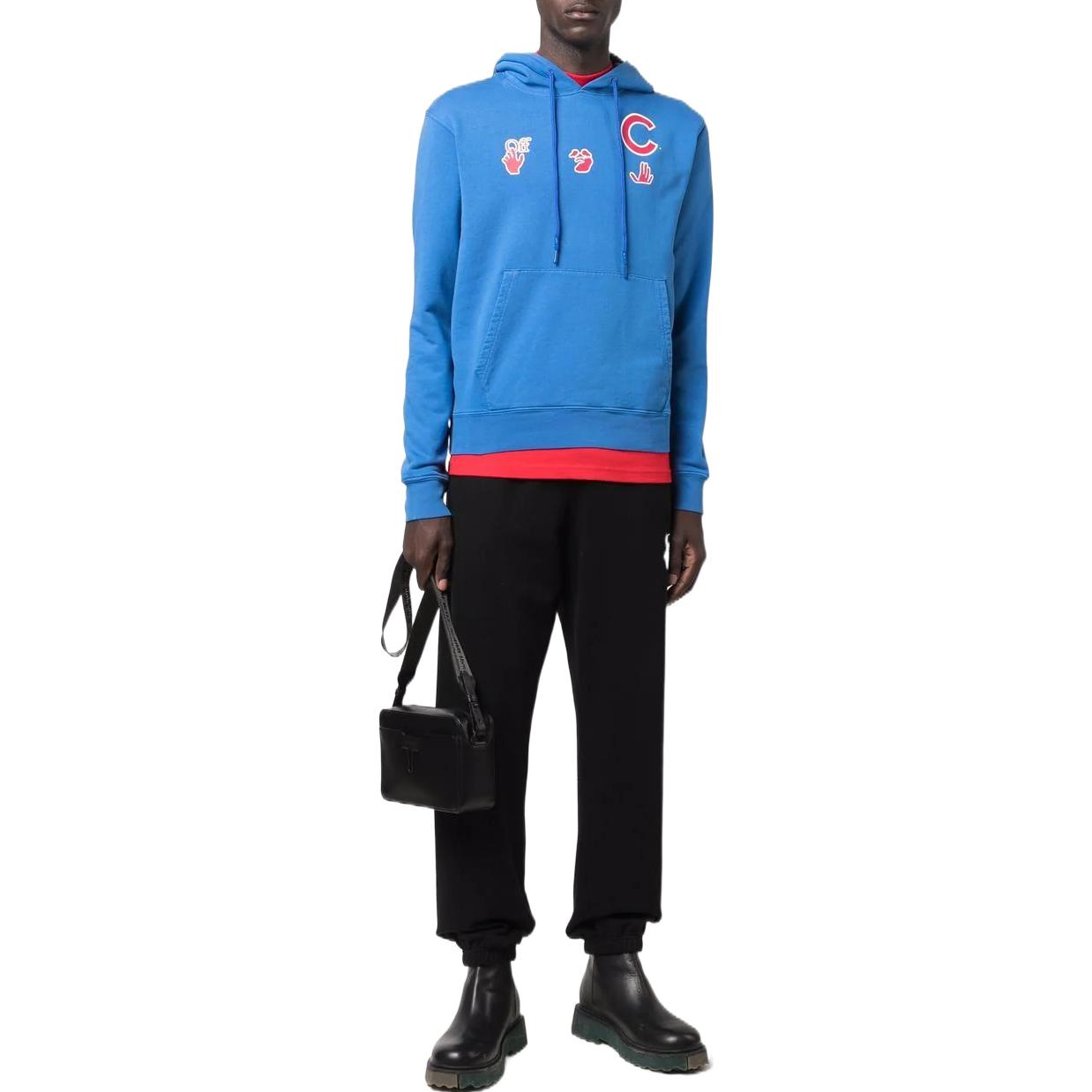 Off-White Mlb Chicago Cubs Cotton Jersey Hoodie 'Blue' OMBB034G21FLE005
