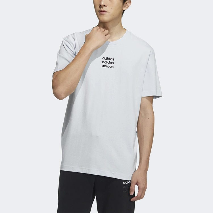 adidas neo M Ce C+ Tee Logo Embroidered Sports Round Neck Short Sleeve Light Blue GP4893