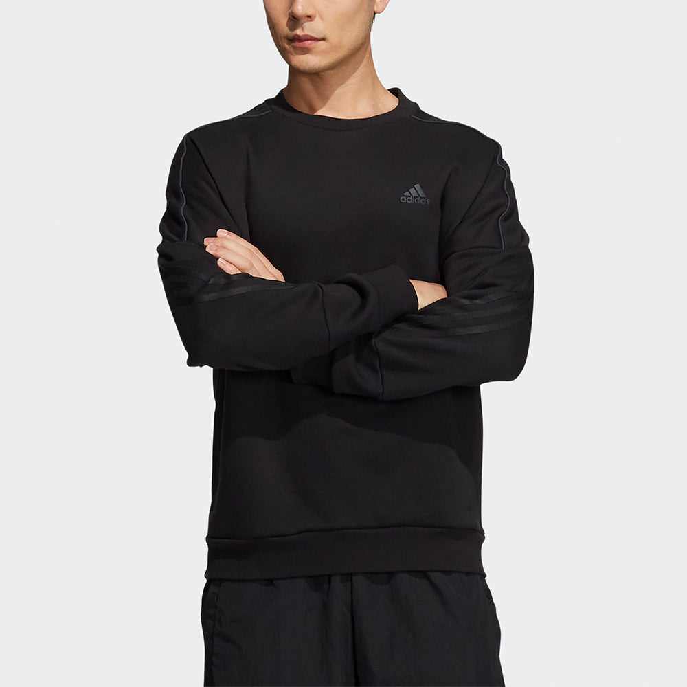 Men's adidas Si Wrd Crswt Splicing Sports Round Neck Pullover Black GT6351