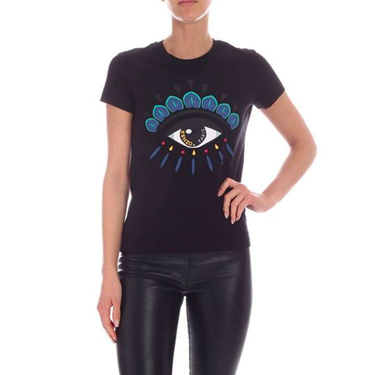 KENZO Large Eye Pattern Printing Round Neck Short Sleeve Black 2TS733-4YD-99