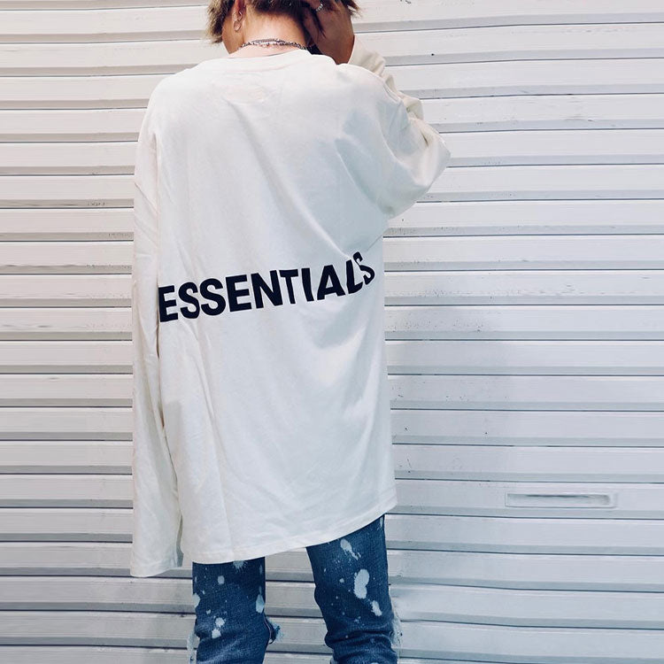 Fear of God Essentials Boxy Graphic Long Sleeve White Tee FOGYHCX-WH-01