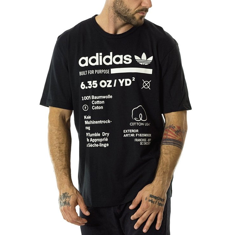 adidas originals KAVAL Alphabet Printing Short Sleeve Black tee White DM2085