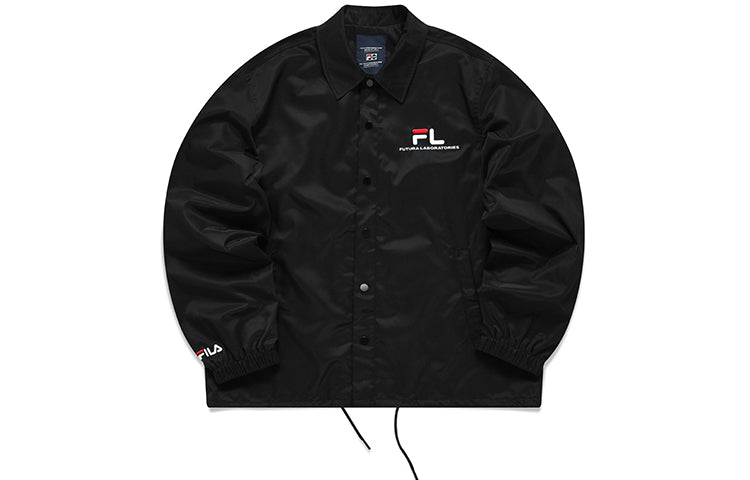 Men's FILA FUSION x FUTURA Crossover Pattern Printing Loose Coach Jacket Black T11M138703F-BK