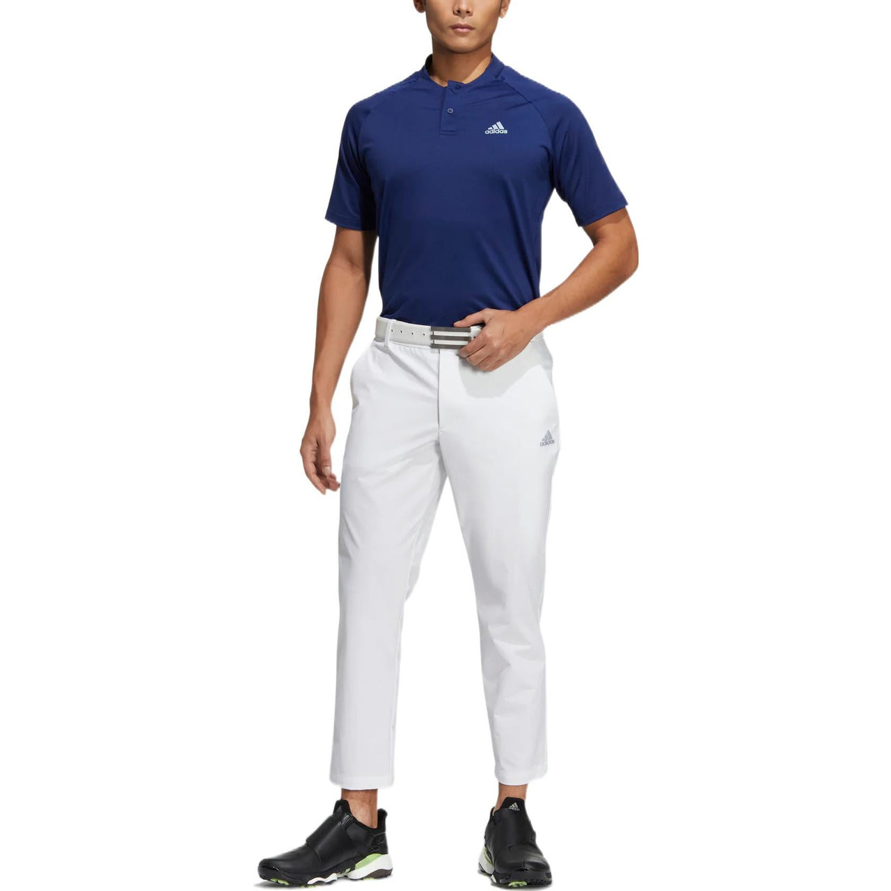 Men's adidas Logo Cotton Lapel Raglan Sleeve Short Sleeve polo Blue Polo Shirt HB3562