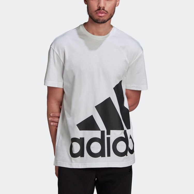 Men's adidas Contrasting Colors Large Lofo Short Sleeve White T-Shirt HE1829