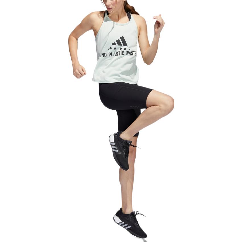 (WMNS) adidas Run Fast Running Graphic Tank Top Asia Sizing 'Green Black' HA4290