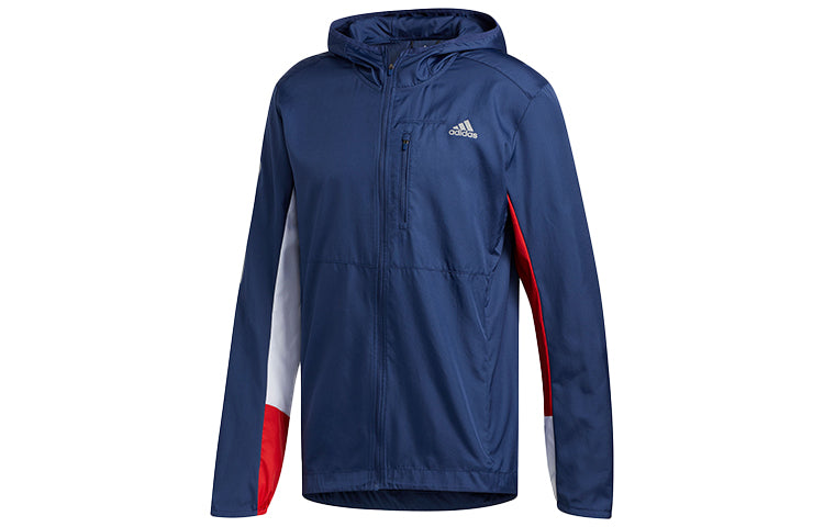 adidas Own the Run Jkt Running Sports Hooded Jacket Blue ED9291