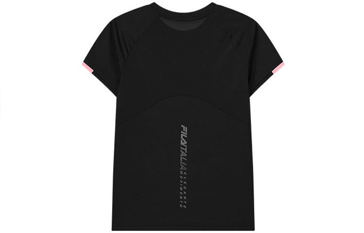 (WMNS) FILA Athletics Athleisure Casual Sports Running Breathable Short Sleeve Black A11W122101F-BK