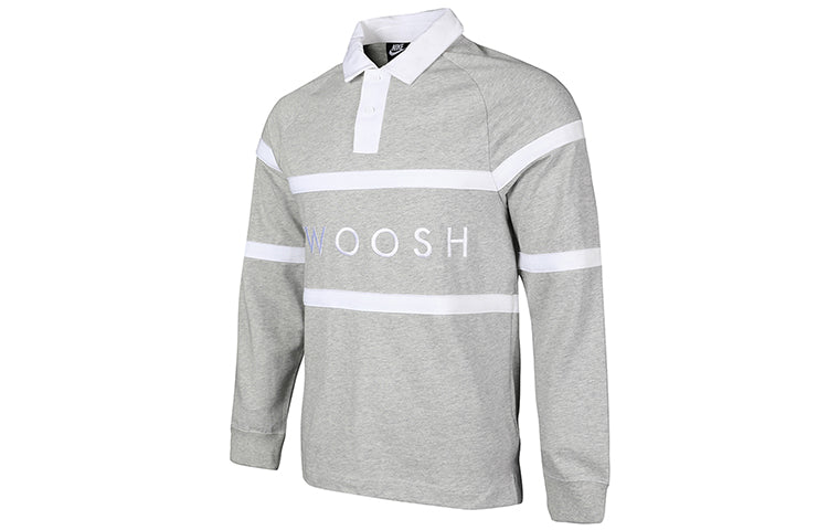 Men's Nike Alphabet Embroidered Rugby Gray Polo Shirt CV0169-063