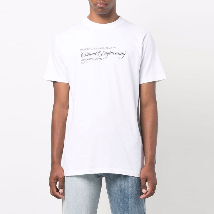 Men's Off-White SS21 Painting Pattern Round Neck Short Sleeve White T-Shirt OMAA027G21JER0010159