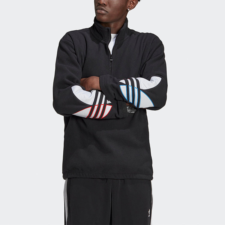 adidas originals Tricol Hz Po Logo Alphabet Printing Half Zipper Black GN8043
