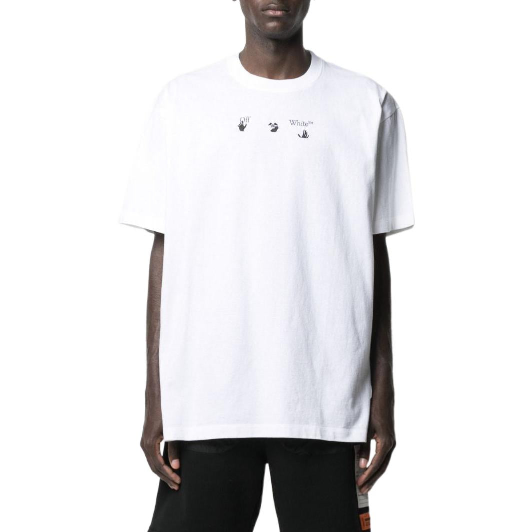 Men's Off-White SS22 Chest Printing Round Neck Pullover Short Sleeve White T-Shirt OMAA038S21JER00101450145