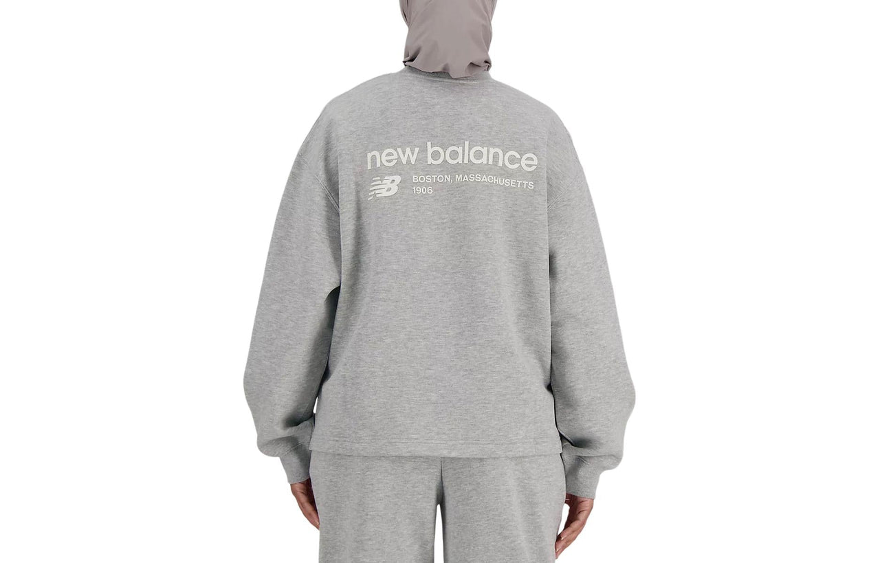 (WMNS) New Balance Linear Heritage Brushed Back Fleece Crewneck Sweatshirt Asia Sizing 'Grey' WT33532-AG