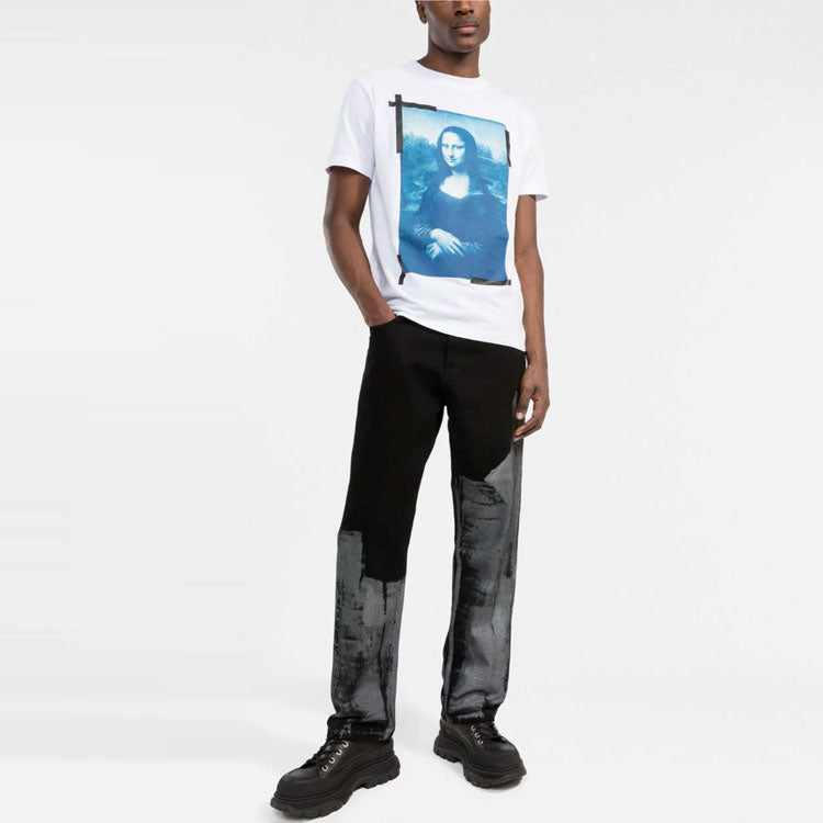 Off-White SS22 Character Printing Round Neck Short Sleeve Pullover Ordinary Version White OMAA027C99JER0060145