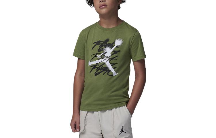 (GS) Air Jordan Jumpman Flight Sprayed T-Shirt 'Light Olive' 95C814-EF9
