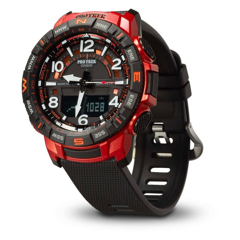CASIO Mens Black/Red Analog/Digital Combo PRT-B50-4PR