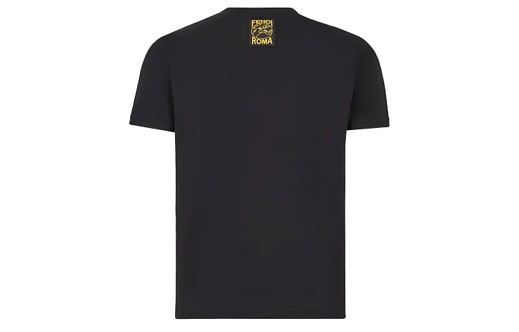 Men's FENDI SS21 Casual Cotton Short Sleeve Colorblock T-Shirt FAF532AD3VF0G8T