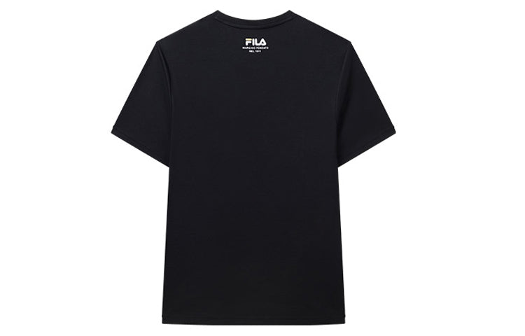 FILA Athleisure Casual Sports Colorblock Logo Round Neck Short Sleeve Black F11M118151F-BK