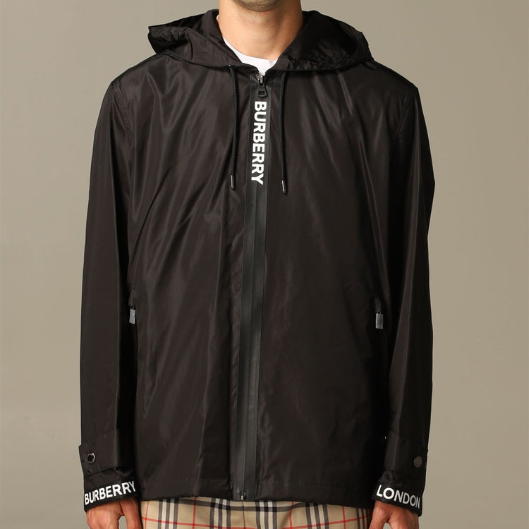 Burberry Letter Zipper Anorak Jacket Male Black 8027690-A1189