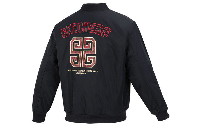 Skechers Letter Embroidery Reversible Padded Jacket 'Black Red' L123M001-0018