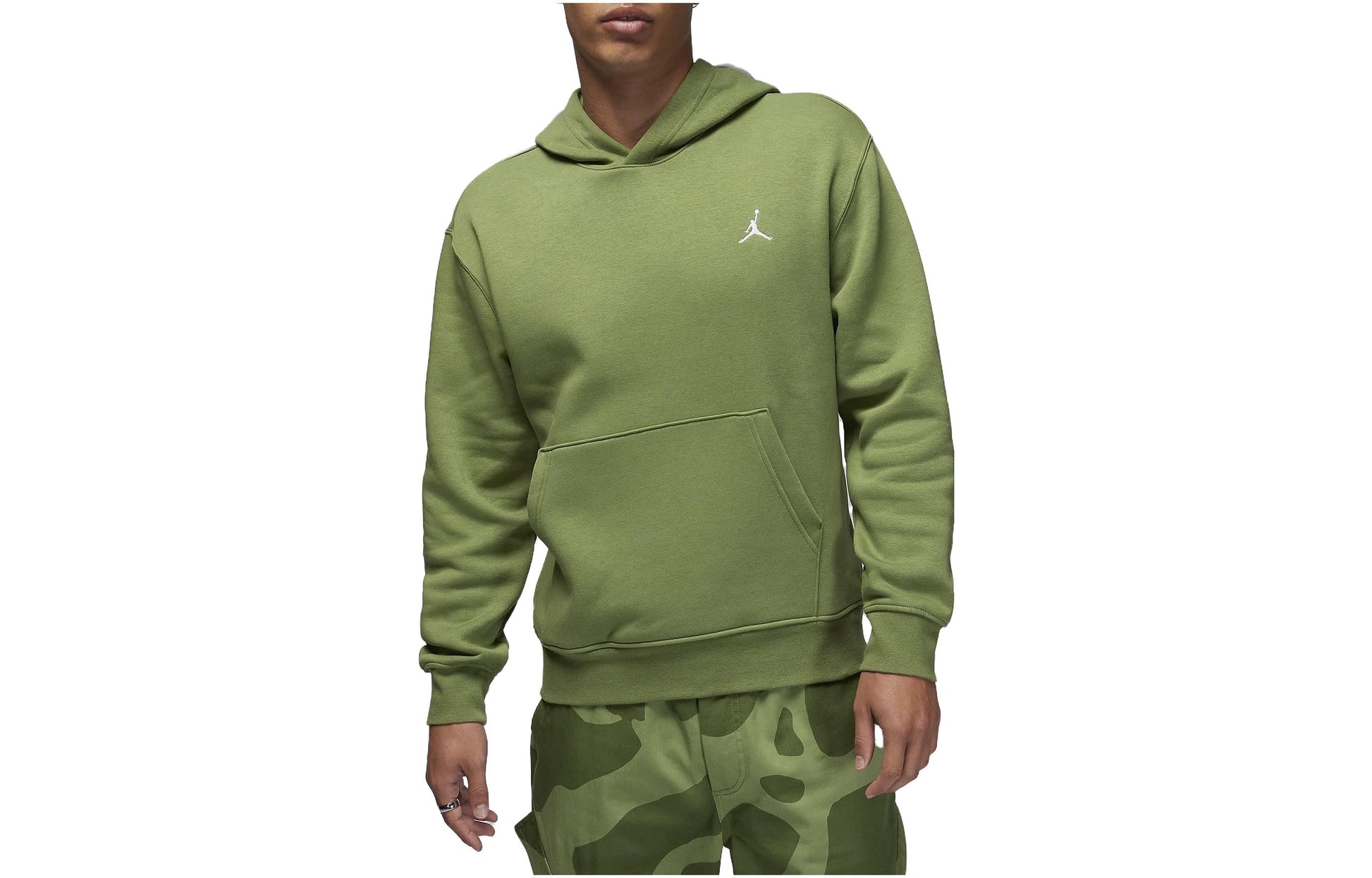 Air Jordan Brooklyn Fleece Printed Pullover Hoodie Asia Sizing 'Light Olive Green' FJ7775-340
