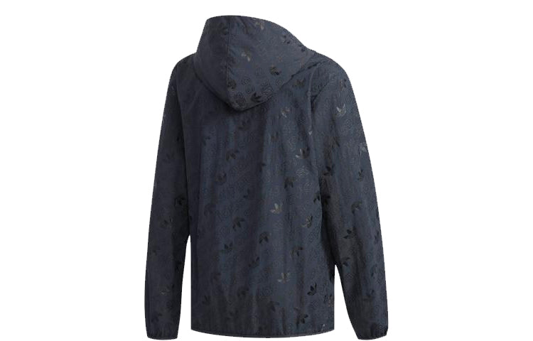 adidas originals Full Print logo Casual Hooded Jacket Gray EB4071