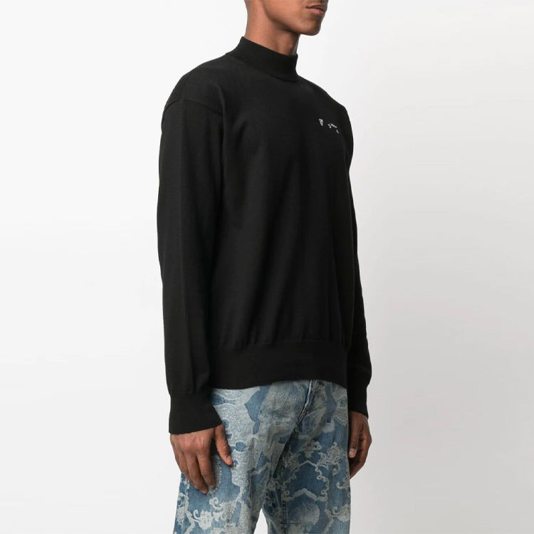 Off-White SS21 Logo Embroidered Pattern Knit Version Black OMHF024S21KNI0011001