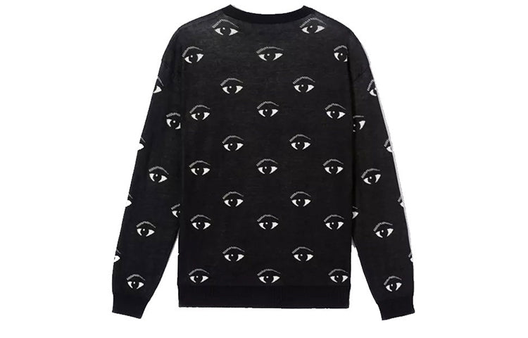 KENZO Eyes Pattern Round Collar Long Sleeve Male Black 5PU502-3XF-99