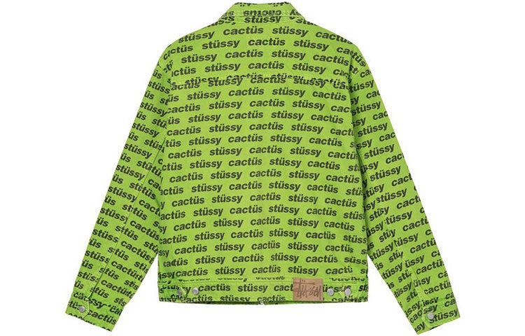 Stussy x CPFM Crossover Zip Work Jacket Alphabet Logo Full Print Denim Unisex Green 315284