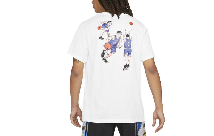 Nike Swoosh Basketball Sports Printing Round Neck Short Sleeve White DD0805-100