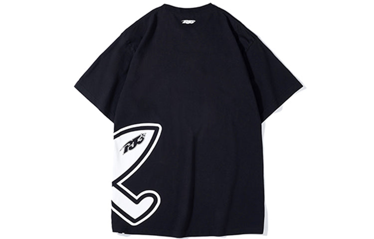 PJs Vigor Surf Pattern Printing Short Sleeve Casual Loose Round Neck Alphabet Large LOGO Couple Style Black 20SSTS10342-P