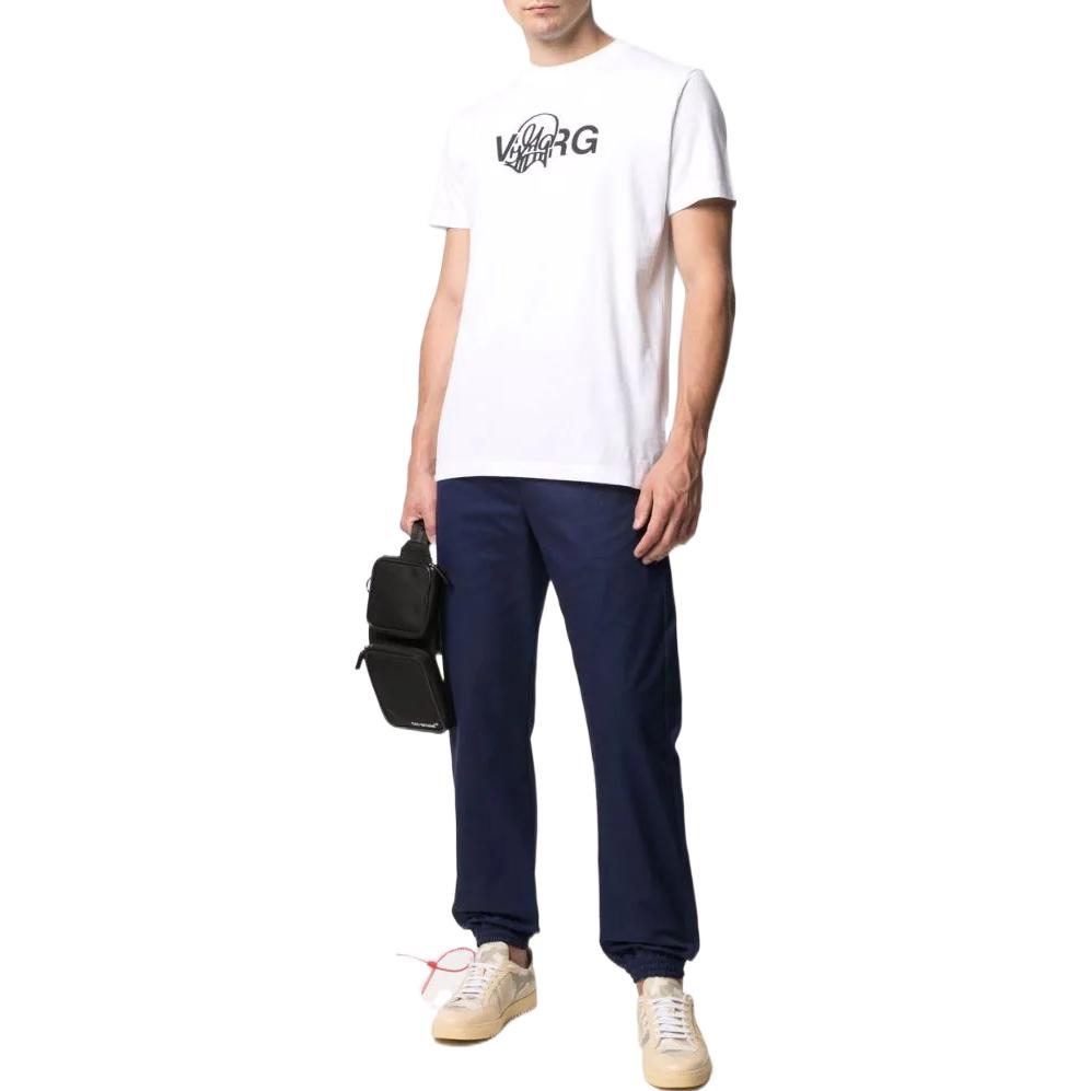 Men's Off-White SS22 Solid Color Alphabet Printing Round Neck Short Sleeve Version White T-Shirt OMAA027S21JER02501100110