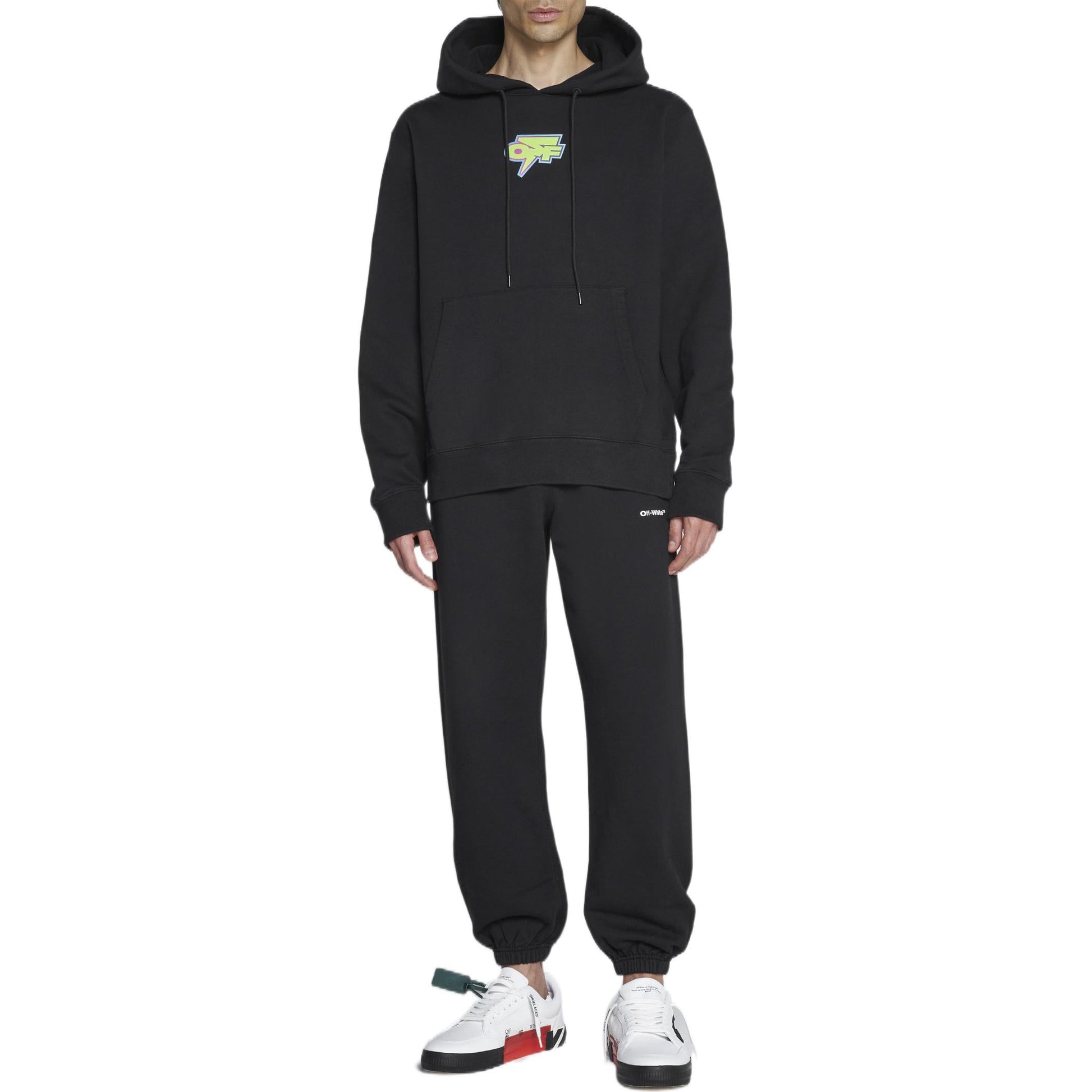 Men's Off-White FW22 Back Logo Printing Hooded Long Sleeves Ordinary Version Black OMBB097F22FLE0064641