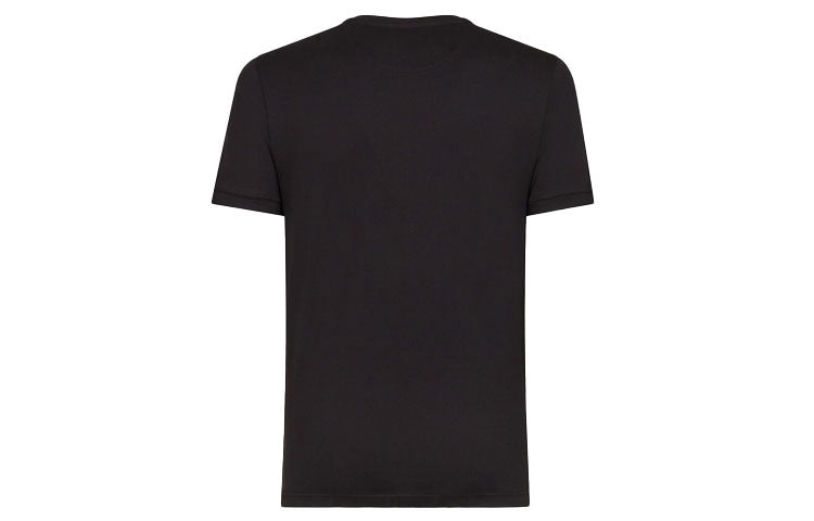 Men's FENDI SS21 Solid Color Alphabet Logo Cotton Short Sleeve Black T-Shirt FY0894AFRKF0QA1