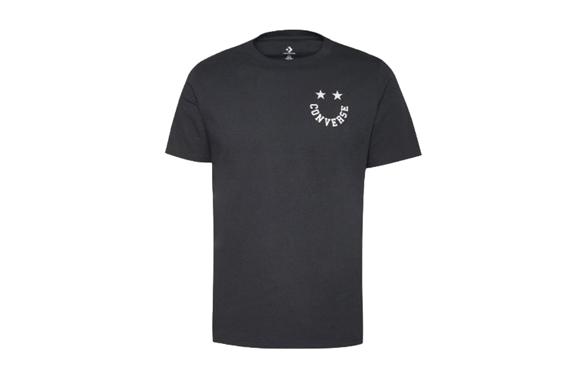 Men's Converse Alphabet Smiling Face Printing Round Neck Sports Short Sleeve Black 10018382-A04