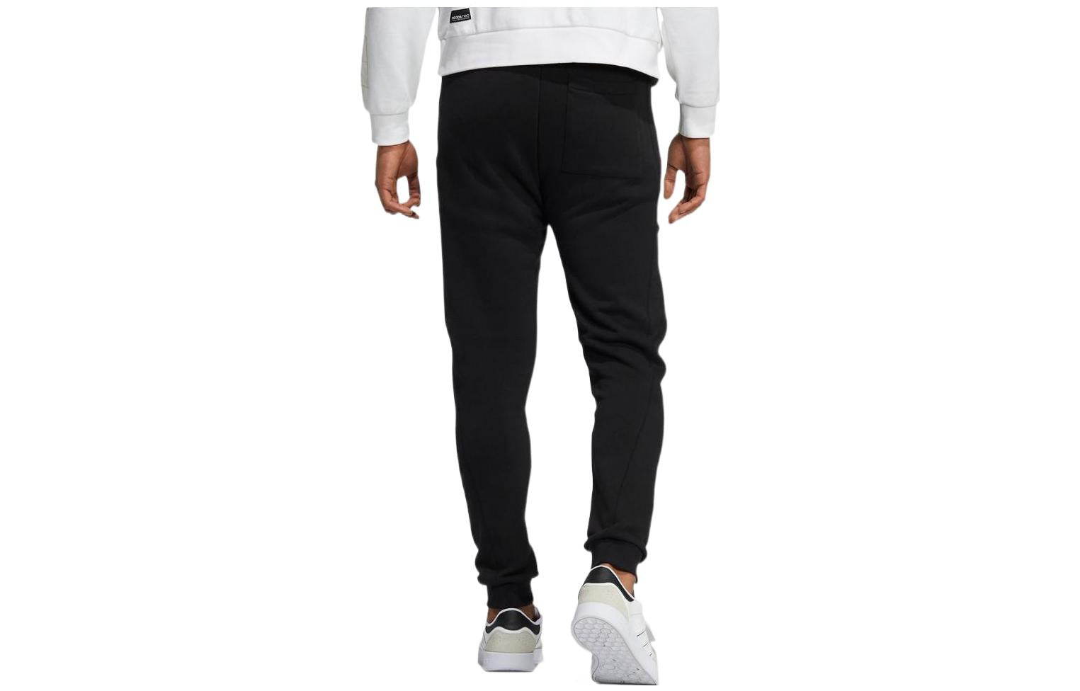 Men's adidas neo Solid Color Sports Casual Joggers/Pants/Trousers Black H45196