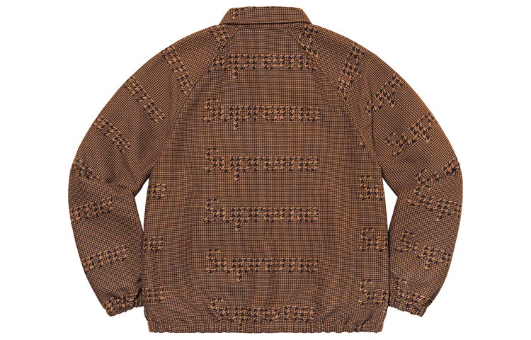Supreme Houndstooth Logo Snap Front Jacket 'Brown' SUP-FW20-081