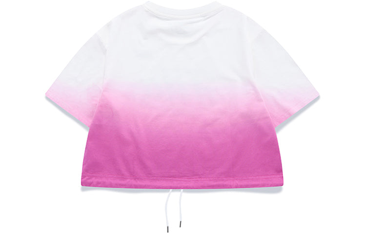 FILA FUSION Gradient Sports Printing Loose Short Sleeve Light Lilac Purple T-Shirt T11W122106F-PC