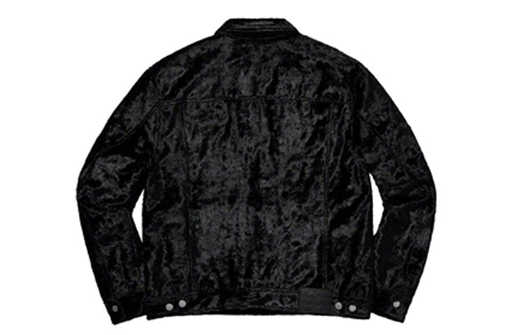 Supreme SS19 Fuzzy Pile Trucker Jacket Black SUP-SS19-166