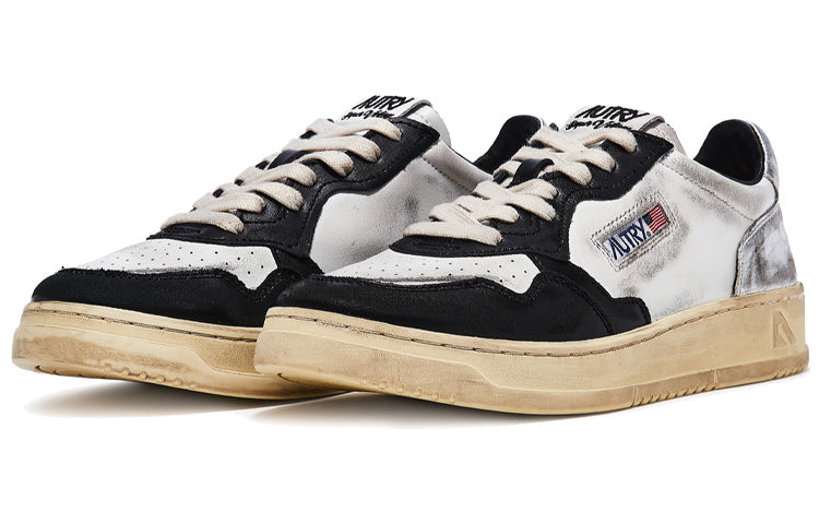 (WMNS) Autry Medalist Super Vintage Leather Low Sneakers 'White Black Silver' AVLW-SV11