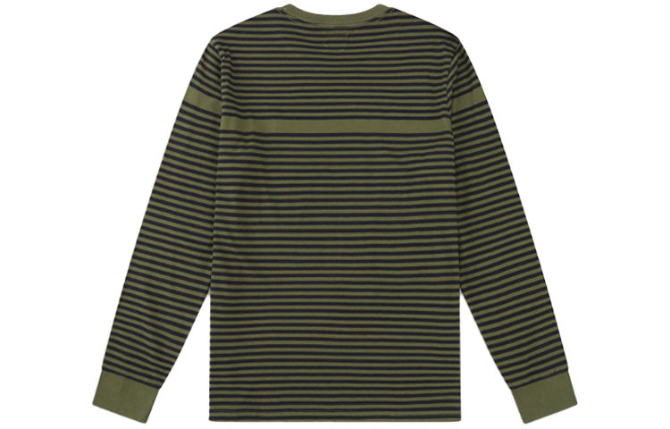 Men's Levis Casual Pure Cotton Stripe Long Sleeves Dark Green T-Shirt 85622-0000
