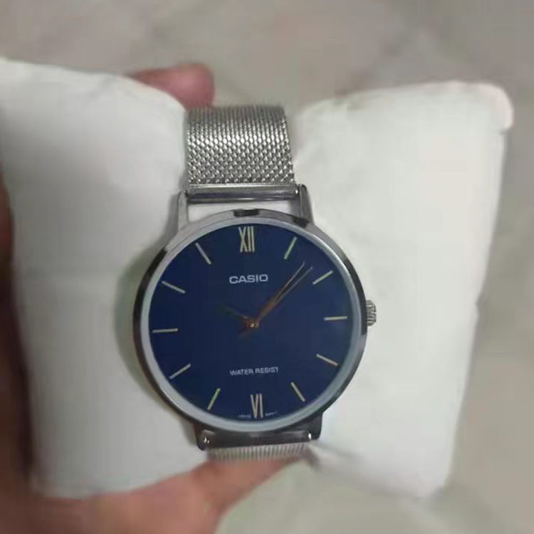 Men's CASIO Dress Series waterproof quartz Watch 40mm Stainless Steel Strap Mens Blue Analog MTP-B110M-2AV
